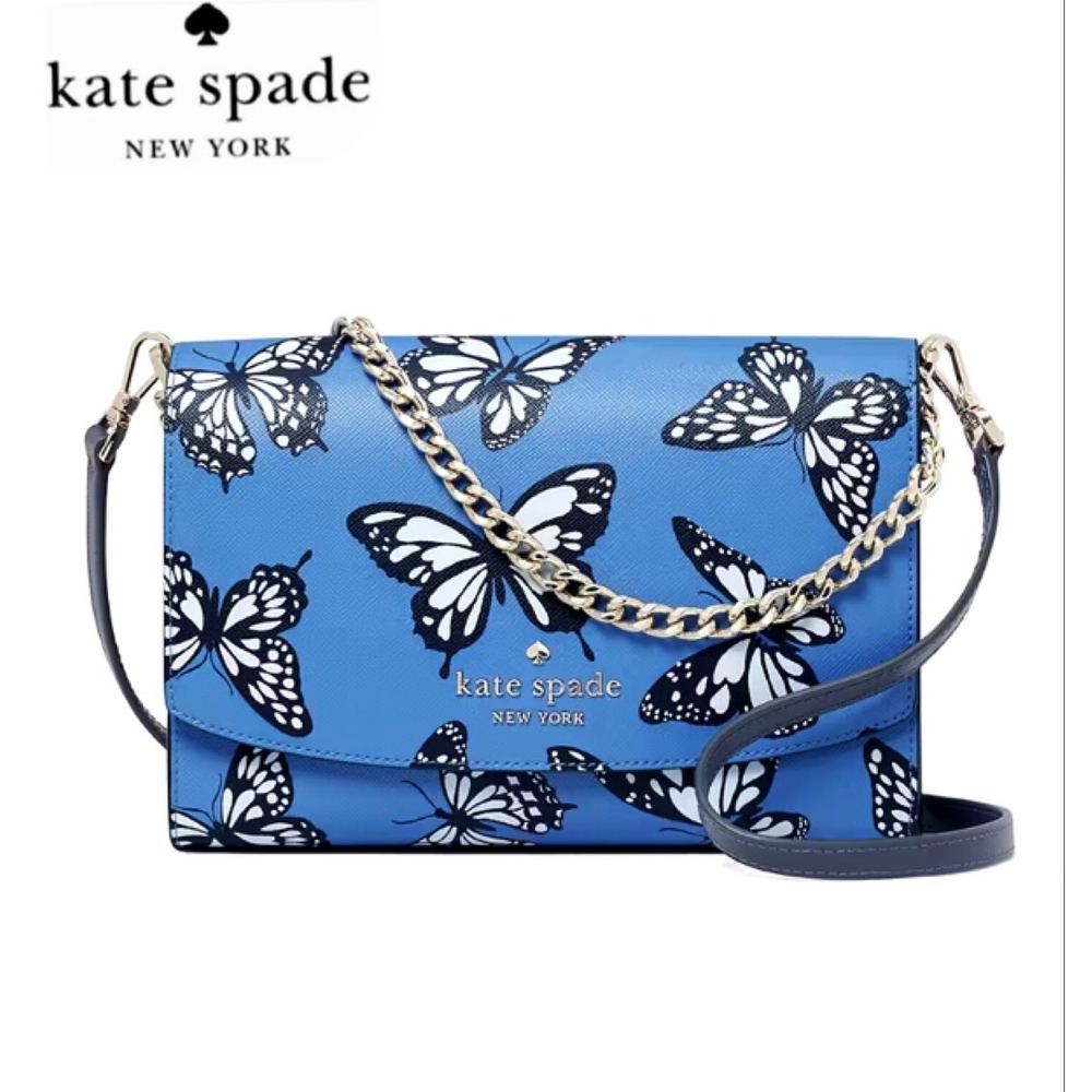 🔥NWT KATE SPADE CARSON CONVERTIBLE BUTTERFLY LEATHER CROSSBODY IN BLAZER BLUE‎
